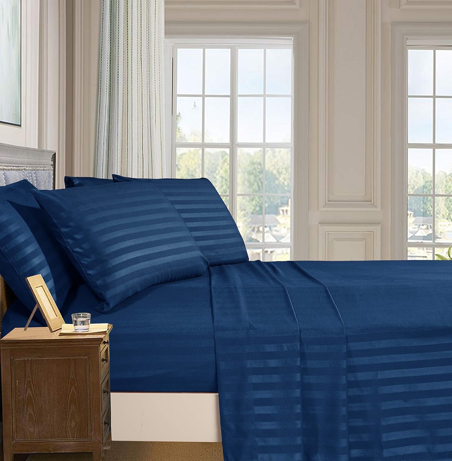 Amazon.com: Elegant Comfort Luxury Soft Bed Sheets Dobby Stripe